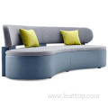 Modern Multiple Leather Fabric Splicing Arc Lounge Sofa